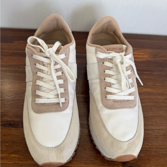 J.Crew Sneakers Size 7 Beige Suede Trim Retro Neutral Lace Up - Picture 7 of 9